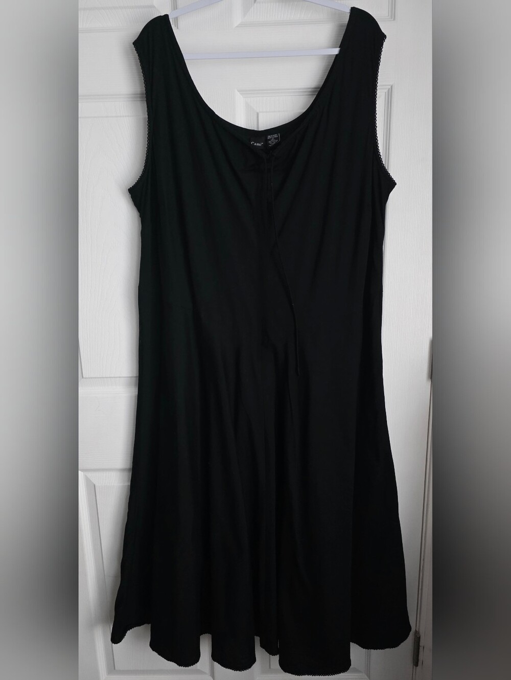 Cami Black Cotton Linen Blend Sleeveless Midi Dress - Size 24W